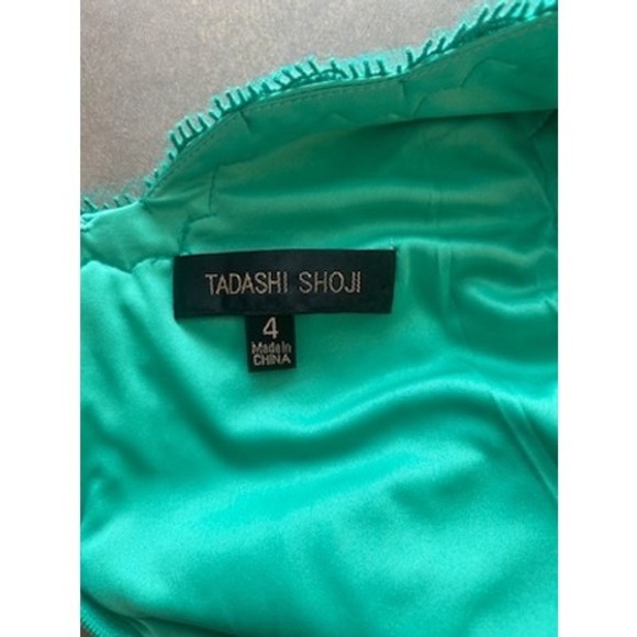 Tadashi Shoji Emerald Green Lace Sleeveless V-Neck Cocktail‎ Party Dress Size 4 - Picture 5 of 6